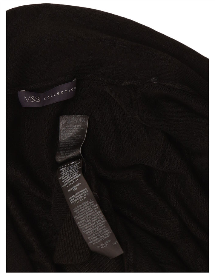 Marks & Spencer Womens Open Cardigan Sweater UK 12 Medium Black Acrylic