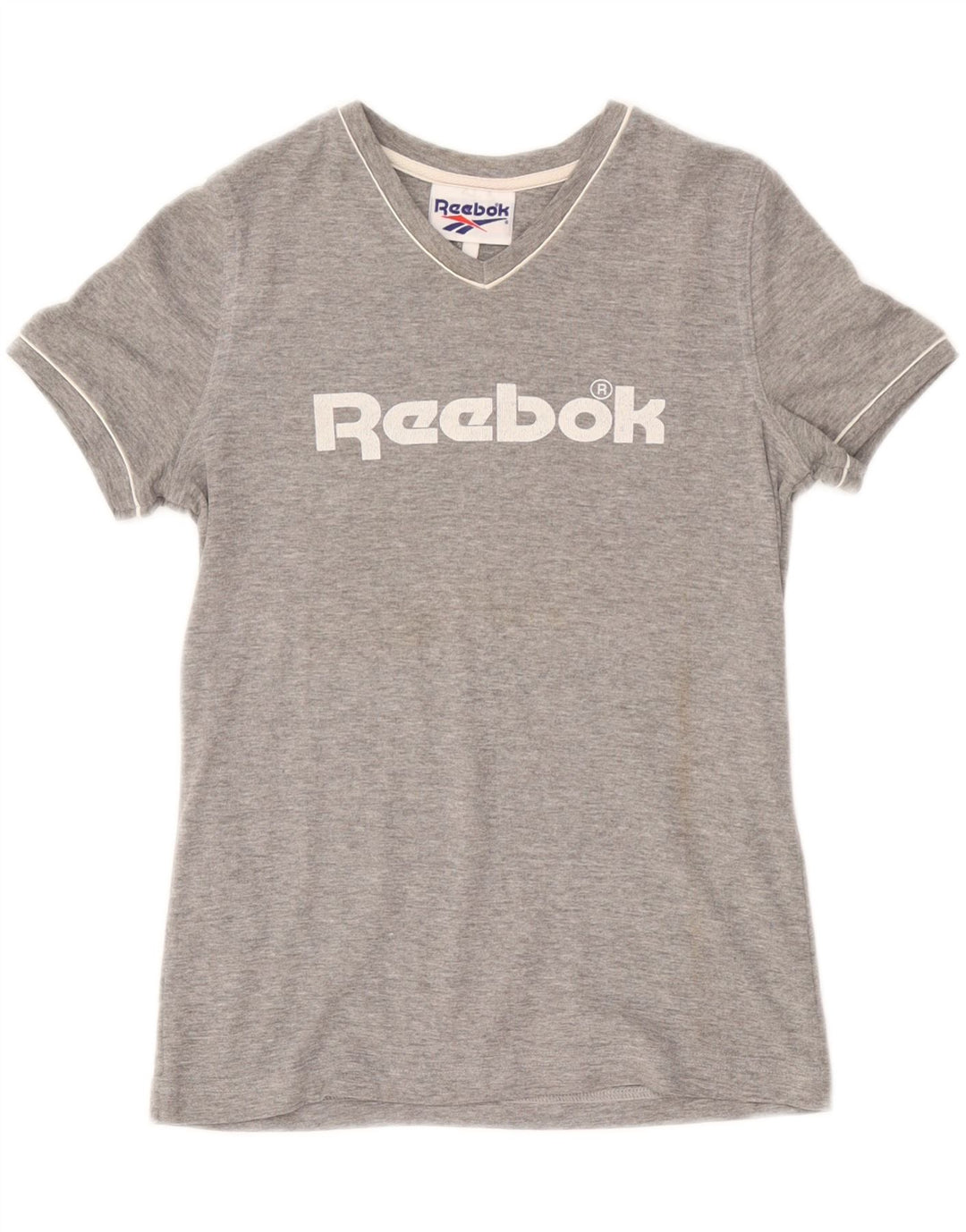 REEBOK Womens Graphic T-Shirt Top UK 14 Medium Grey Cotton
