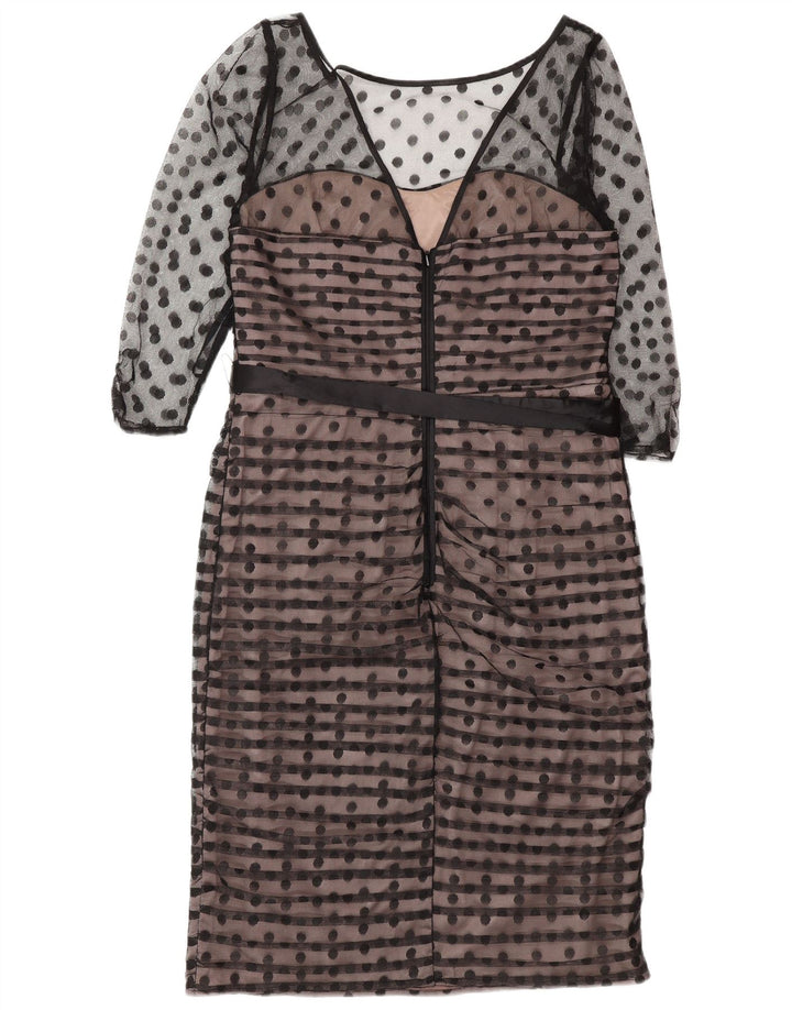 Coast Womens 3/4 Sleeve Sheath Dress UK 14 Medium Black Polka Dot Polyester