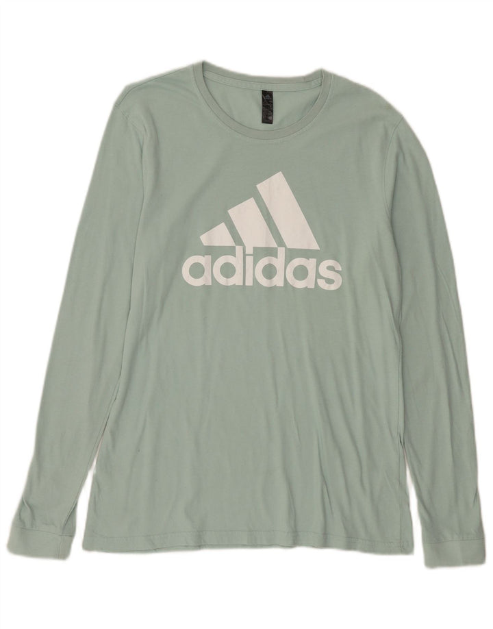 ADIDAS Womens Graphic Top Long Sleeve UK 12/14 Medium Green