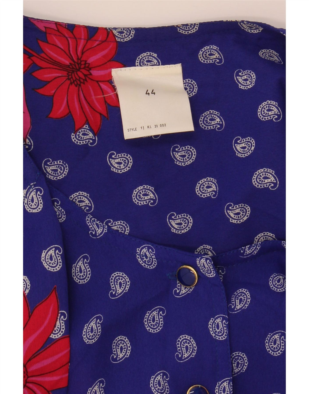 VINTAGE Womens Pullover Blouse Top EU 44 XL Blue Floral Polyester Vintage Vintage and Second-Hand Vintage from Messina Hembry 