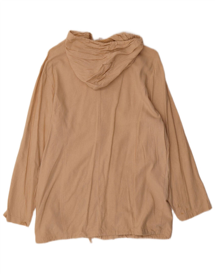 cherie Womens Hooded Bomber Jacket IT 46 Large Beige Silk