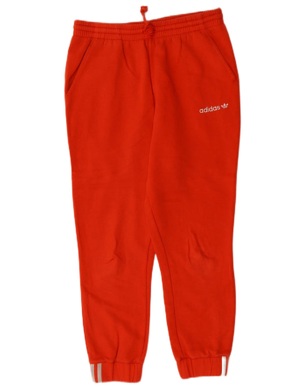ADIDAS Womens Tracksuit Trousers Joggers UK 10 Small Orange Cotton