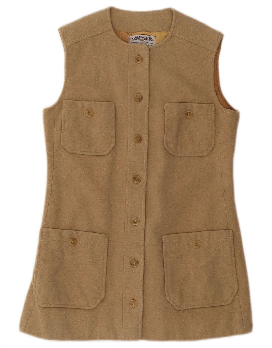 JAEGER Womens Utility Gilet UK 10 Small Beige Wool