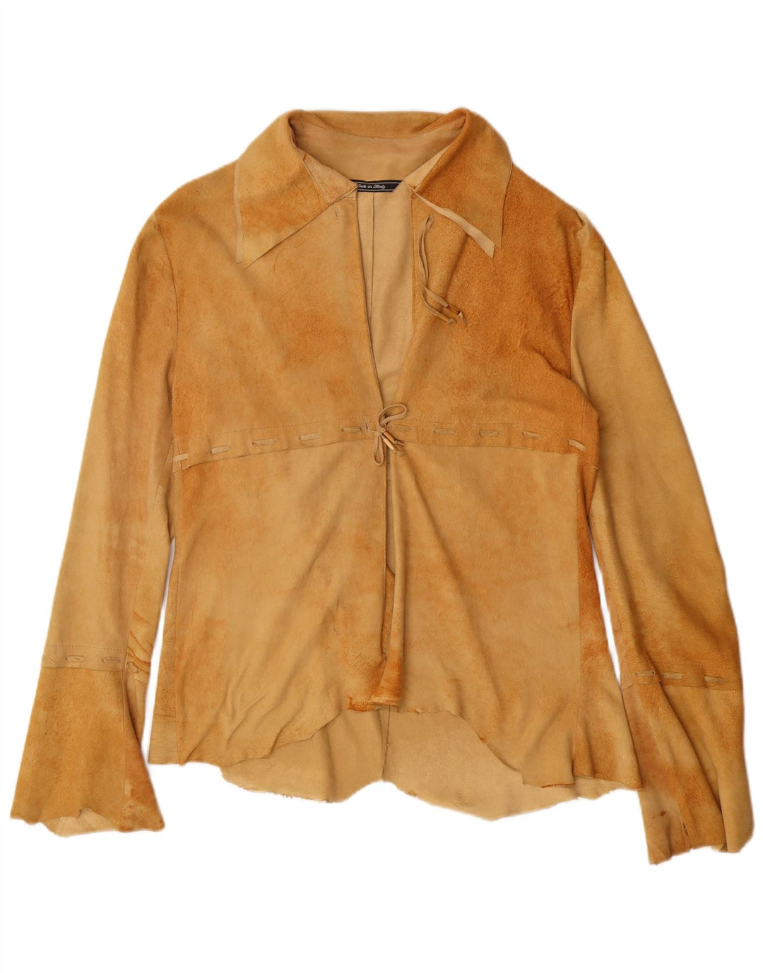 Fontanelli Womens Suede Shirt Jacket IT 46 Large Beige Leather