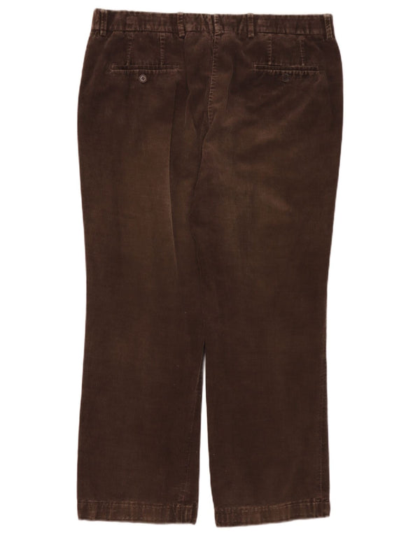 Zara Mens Straight Corduroy Trousers EU 46 XL W36 L29 Brown Polyester