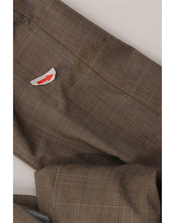 Hugo Boss Mens 2 Button Blazer Jacket EU 48 Medium Brown Plaid Virgin Wool