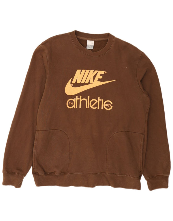 Nike Mens Graphic Sweatshirt Jumper UK 39/41 Medium Brown Cotton