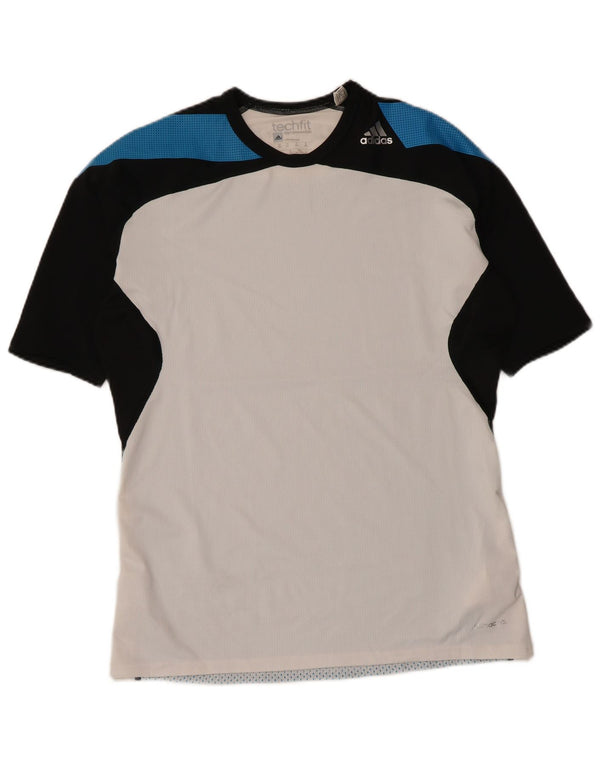 Adidas Mens T-Shirt Top 2XL White Colourblock Polyester Sports