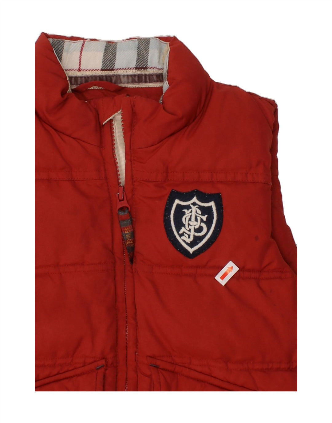 JOULES Boys Padded Gilet 4-5 Years Red Polyester Vintage Joules and Second-Hand Joules from Messina Hembry 