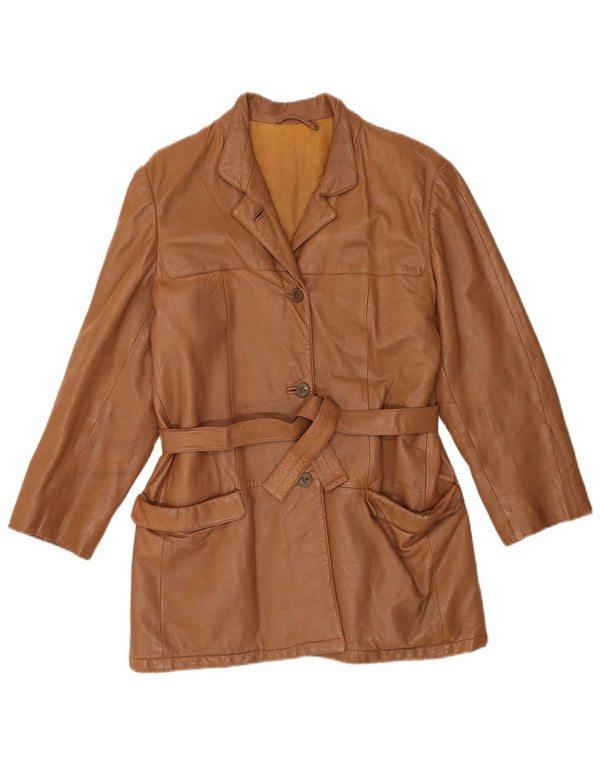 Vintage Womens Leather Jacket IT 44 Medium Brown Leather