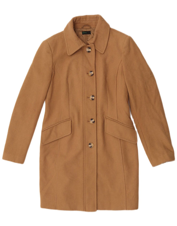 Benetton Womens Overcoat UK 12 Medium Beige Wool