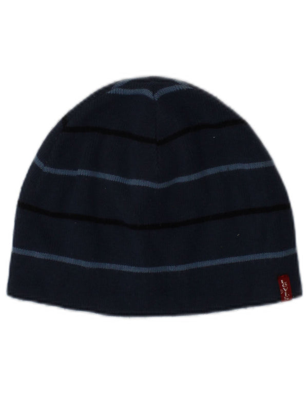 Levi's Mens Beanie Hat Small/Medium Navy Blue Striped Acrylic