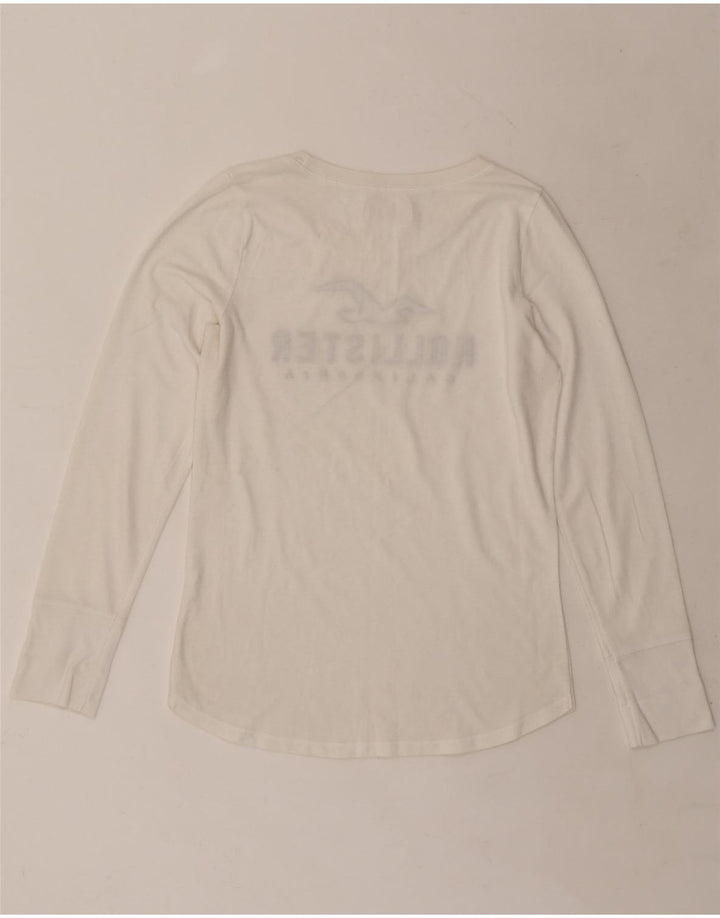 HOLLISTER Womens Graphic Top Long Sleeve UK 14 Medium White