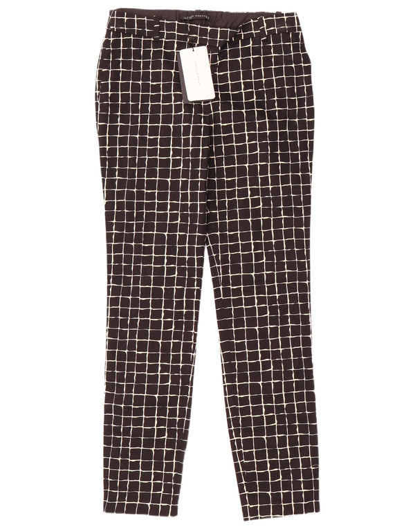 Zara Womens Slim Chino Trousers Small W26 L29 Black Check Cotton