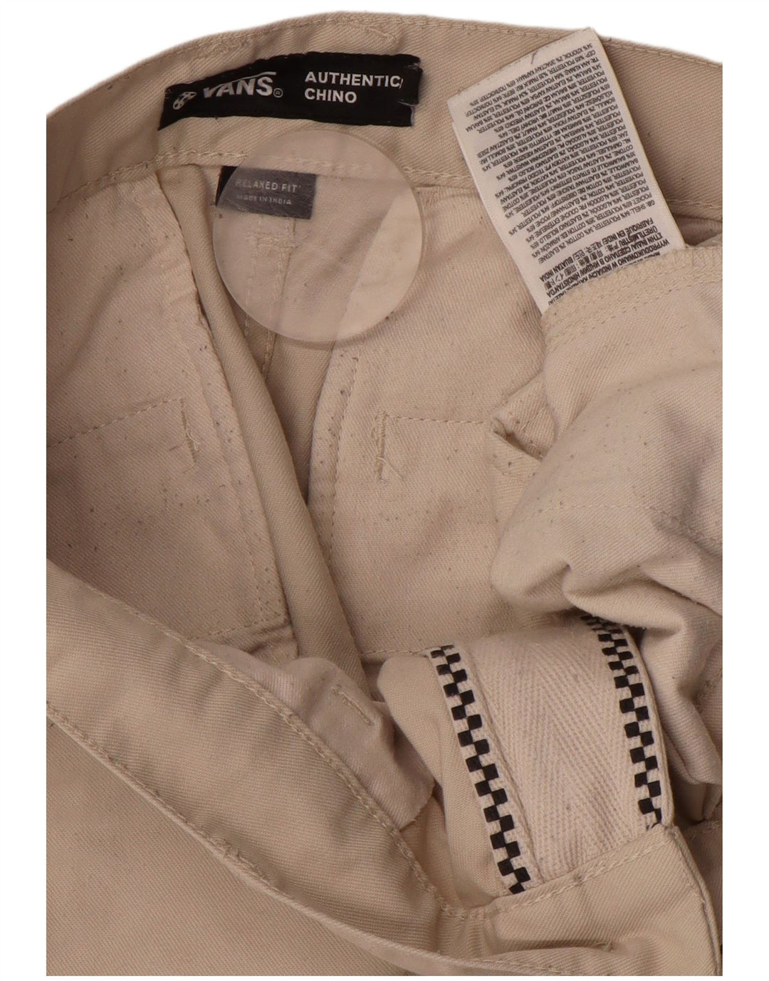 VANS Mens Relaxed Fit Chino Trousers W28 L30  Beige Polyester