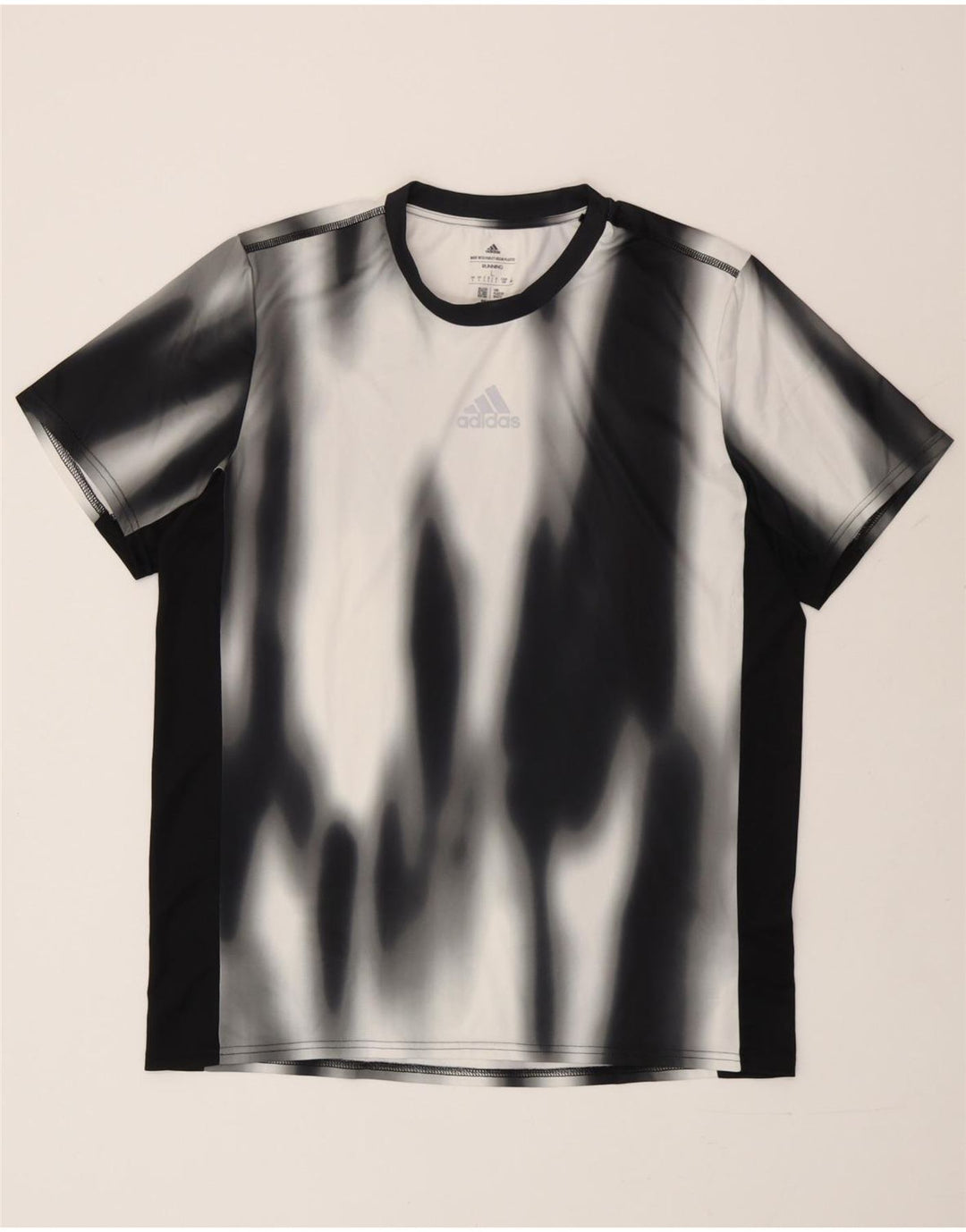 Adidas Mens T-Shirt Top Large Black Tie Dye Polyester
