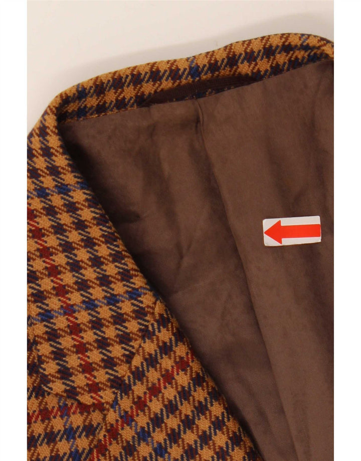 Vintage Mens 3 Button Blazer Jacket IT 52 XL Brown Houndstooth
