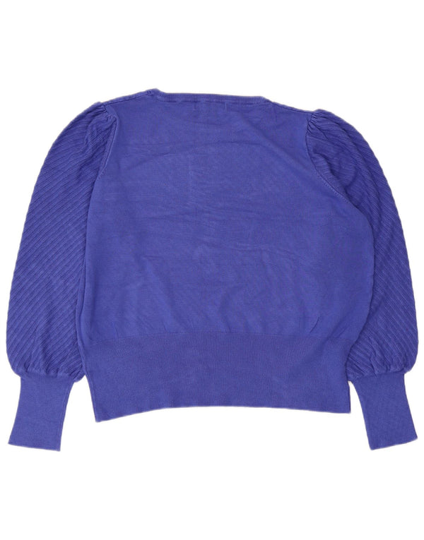 Marks & Spencer Womens Crop Crew Neck Jumper Sweater UK 20 2XL Blue Viscose