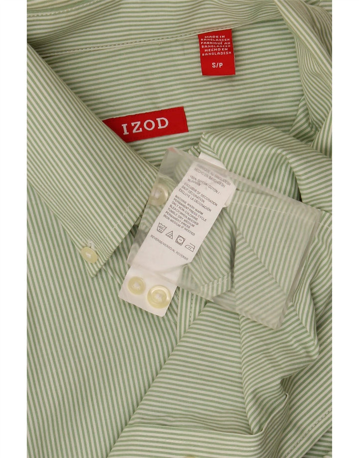 Izod Mens Shirt Small Green Pinstripe Cotton