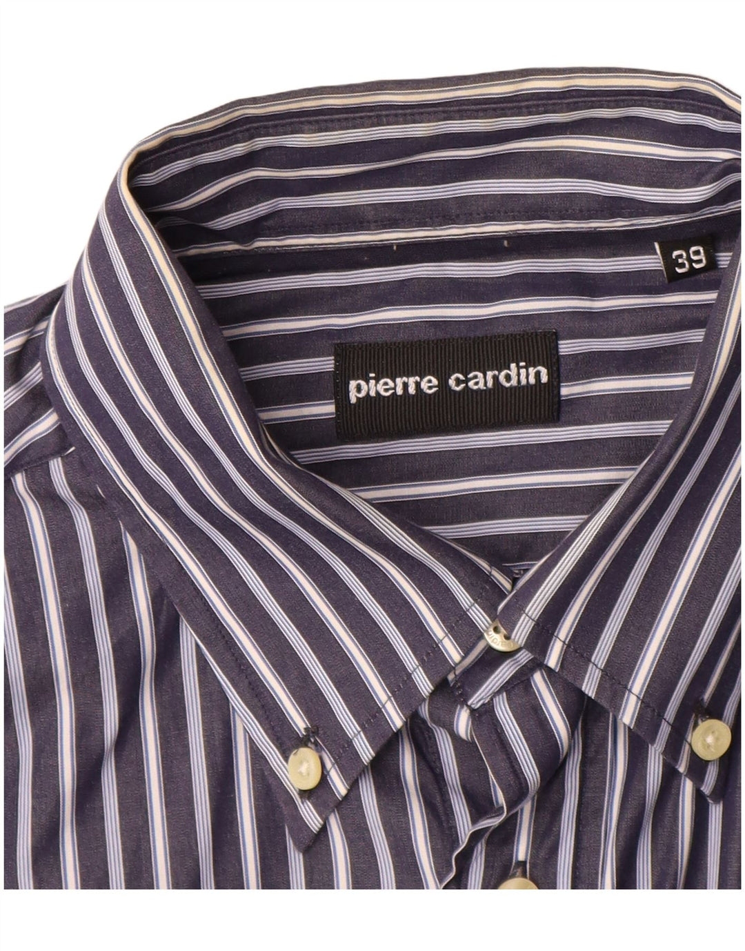 PIERRE CARDIN Mens Shirt Size 39 Medium Blue Pinstripe Cotton