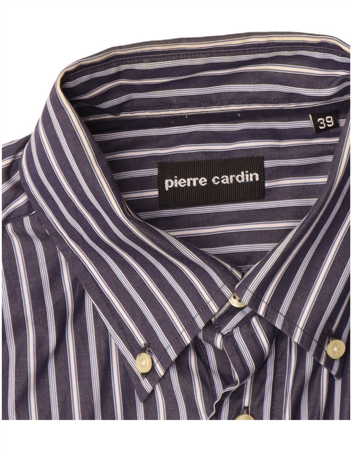 PIERRE CARDIN Mens Shirt Size 39 Medium Blue Pinstripe Cotton