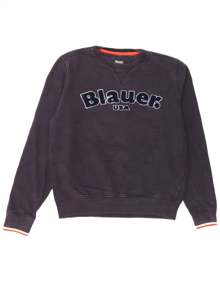 Blauer Boys Graphic Sweatshirt Jumper 13-14 Years Large Navy Blue Cotton