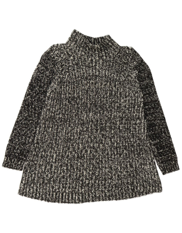 Zara Womens Turtle Neck Jumper Sweater UK 14 Medium Black Flecked Cotton