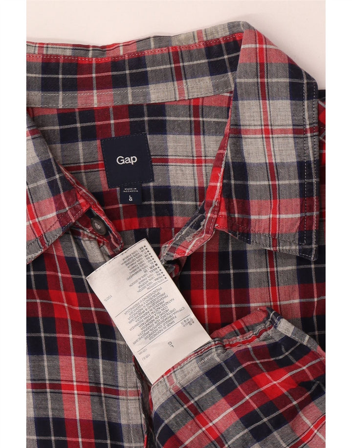 Gap Mens Flannel Shirt Large Red Check Cotton