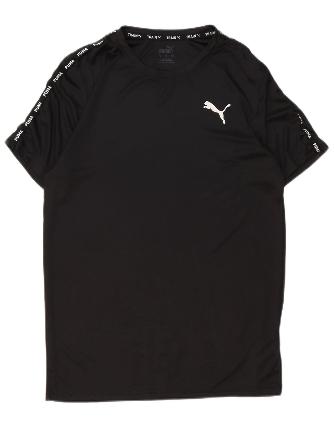 PUMA Mens Graphic T-Shirt Top Small Black Polyester