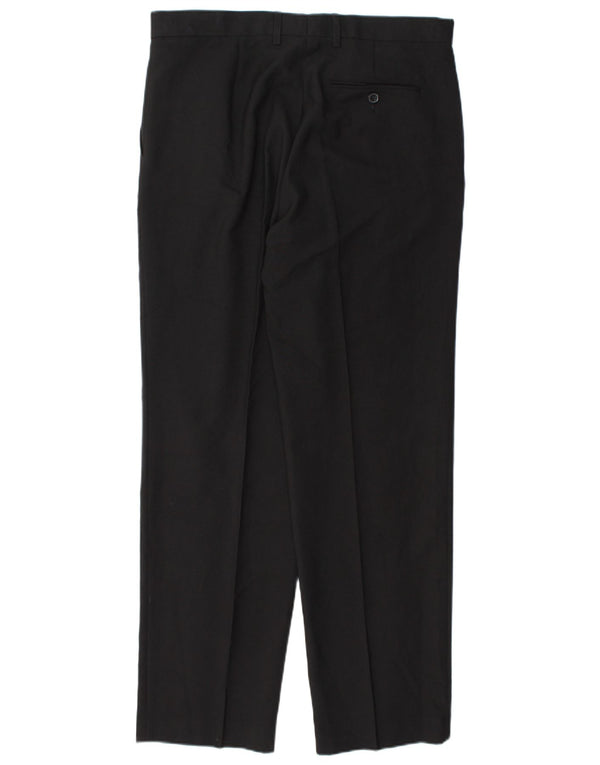 Marks & Spencer Mens Pegged Suit Trousers W36 L33 Black Polyester