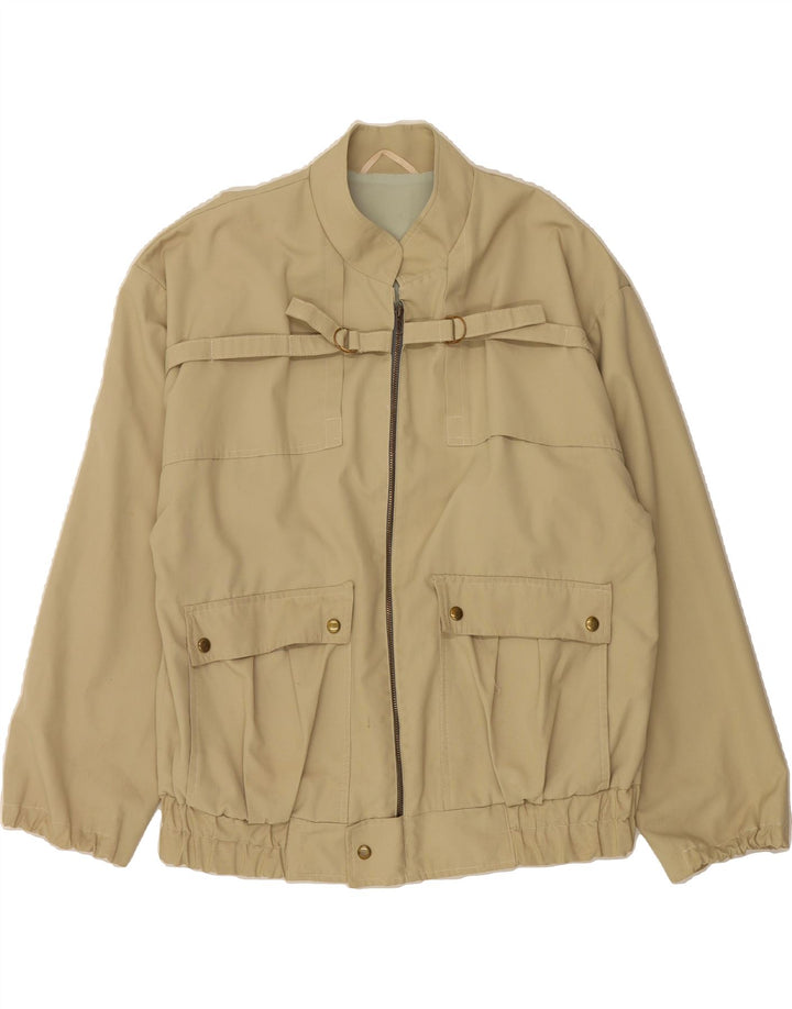 VINTAGE Mens Bomber Jacket UK 42 XL Beige Polyester Vintage Vintage and Second-Hand Vintage from Messina Hembry 