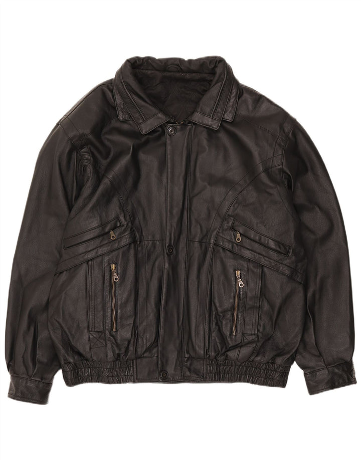Canda Mens Leather Jacket UK 40 Large Black Leather