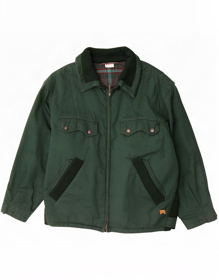 Marlboro Mens Bomber Jacket IT 50 Large Green Colourblock Cotton