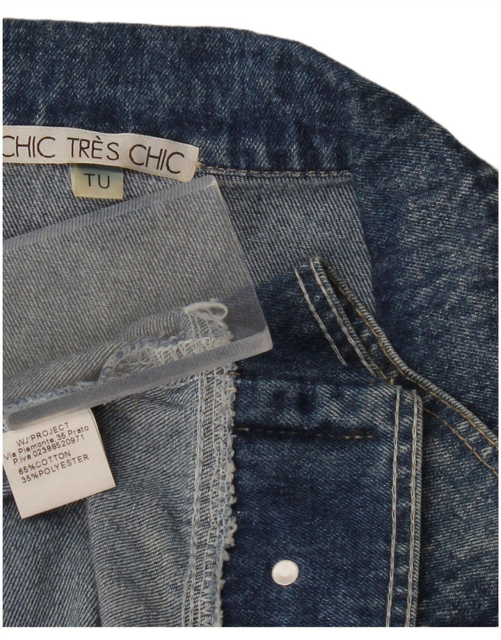 VINTAGE Womens Oversized Denim Jacket UK 10 Small Blue Cotton