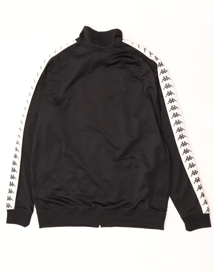 Kappa Mens Graphic Tracksuit Top Jacket 2XL Black Polyester