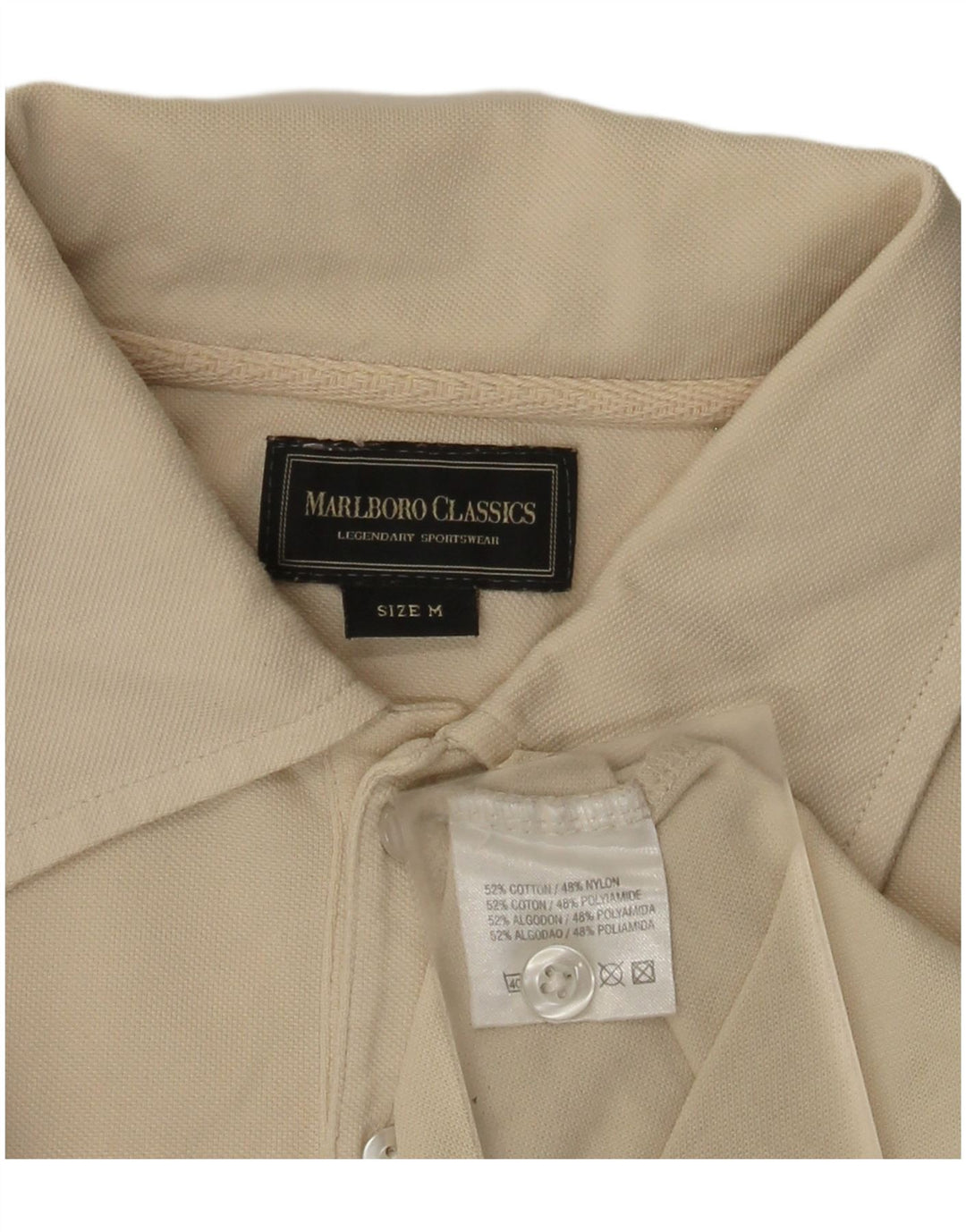 Marlboro Classics Mens Polo Shirt Medium Off White Cotton