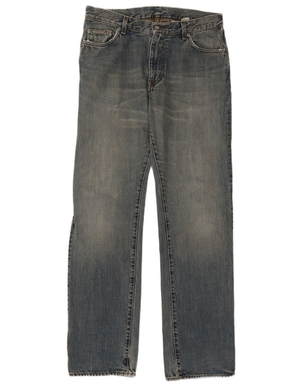 Calvin Klein Womens Straight Jeans W34 L34 Blue Cotton