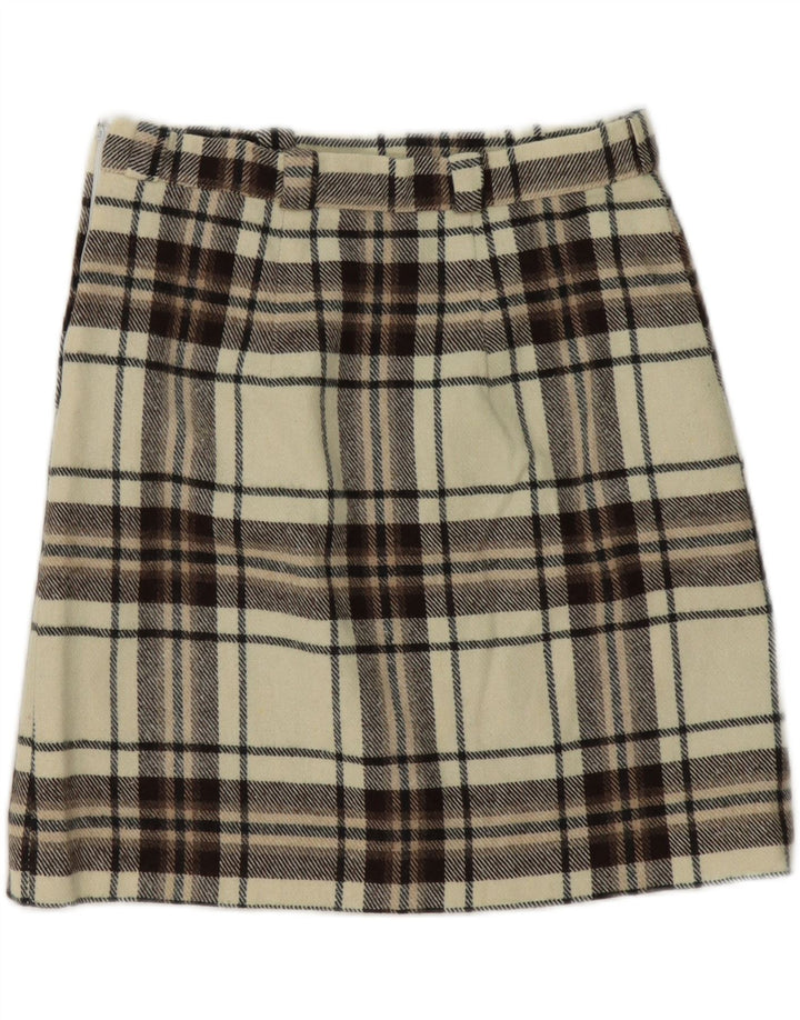 VINTAGE Womens Mini Skirt W28 Medium  Off White Plaid Vintage Vintage and Second-Hand Vintage from Messina Hembry 