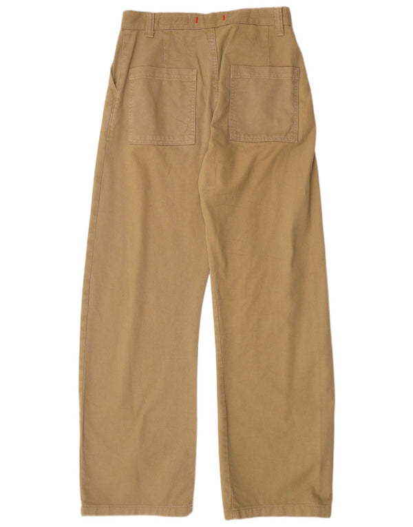 Zara Womens High Waist Wide Leg Chino Trousers Small W26 L32 Khaki