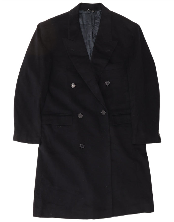 LUCA D'ALTIERI Mens Double Breasted Coat IT 48 Medium Navy Blue Classic