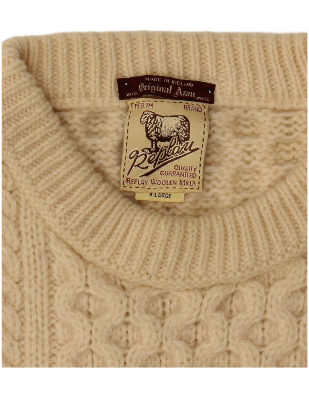 REPLAY Mens Crew Neck Jumper Sweater XL Off White Wool