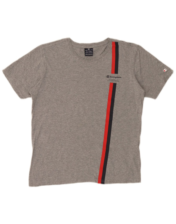 Champion Boys T-Shirt Top 15-16 Years 2XL Grey Striped