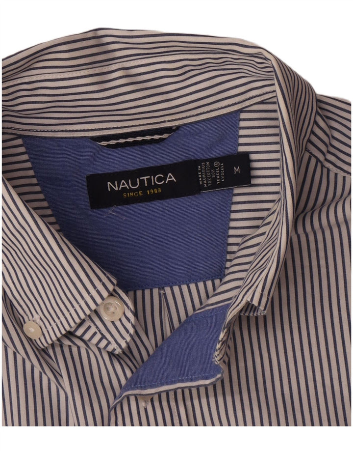 NAUTICA Mens Shirt Medium Blue Pinstripe Cotton
