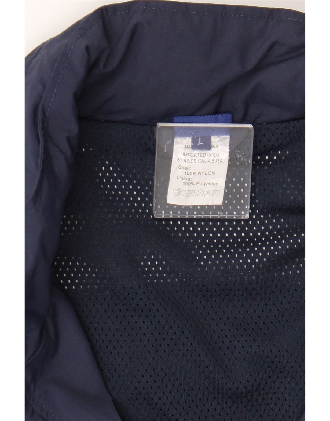 Asics Mens Hooded Rain Jacket UK 40 Large Navy Blue Colourblock Nylon