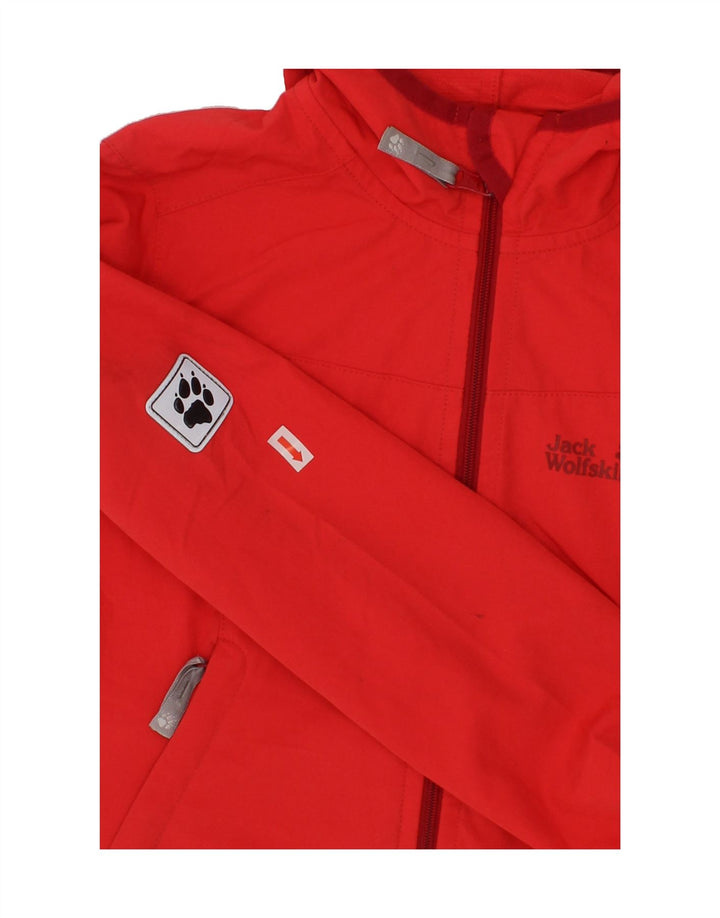 JACK WOLFSKIN Girls Hooded Rain Jacket 7-8 Years Red Polyester Vintage Jack Wolfskin and Second-Hand Jack Wolfskin from Messina Hembry 
