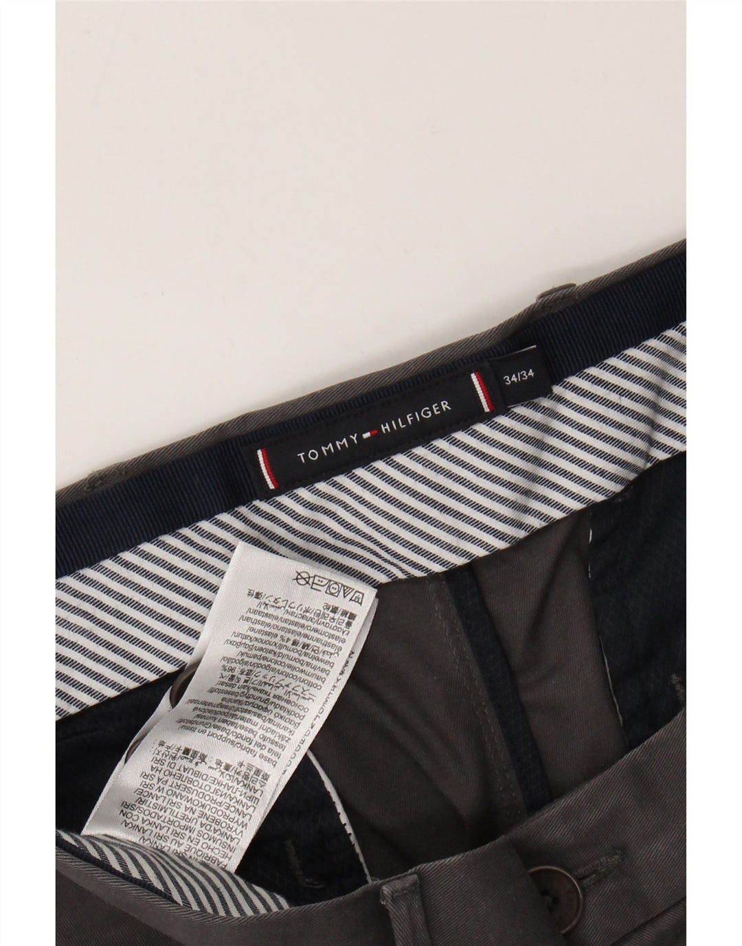 TOMMY HILFIGER Mens Slim Chino Trousers W34 L34 Grey Cotton