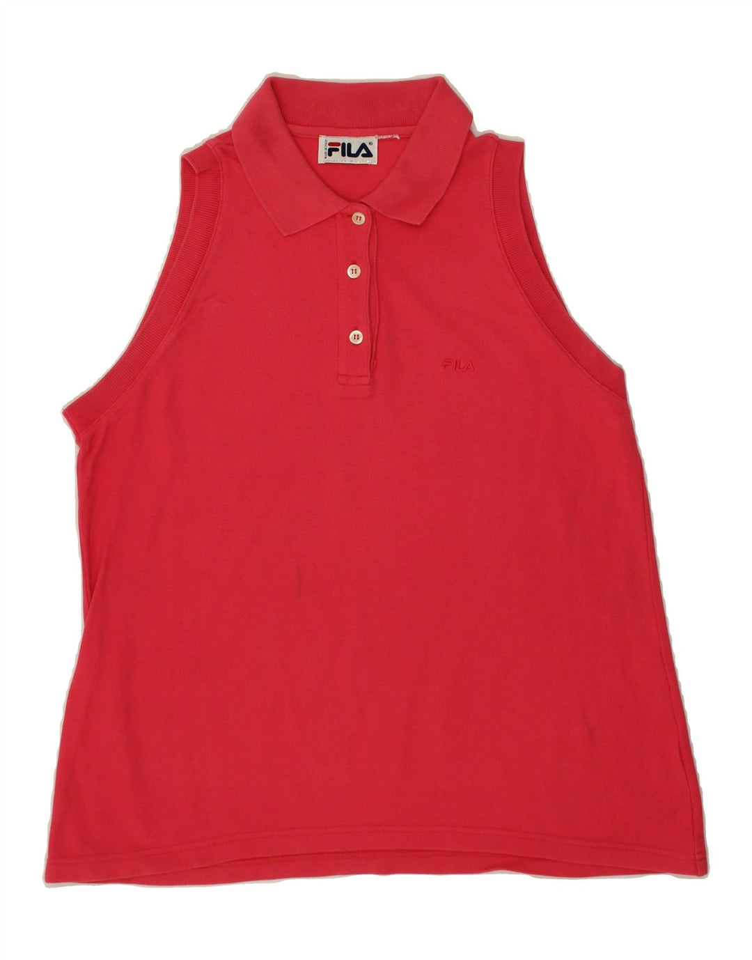 FILA Womens Sleeveless Polo Shirt UK 14 Medium Red Vintage Fila and Second-Hand Fila from Messina Hembry 