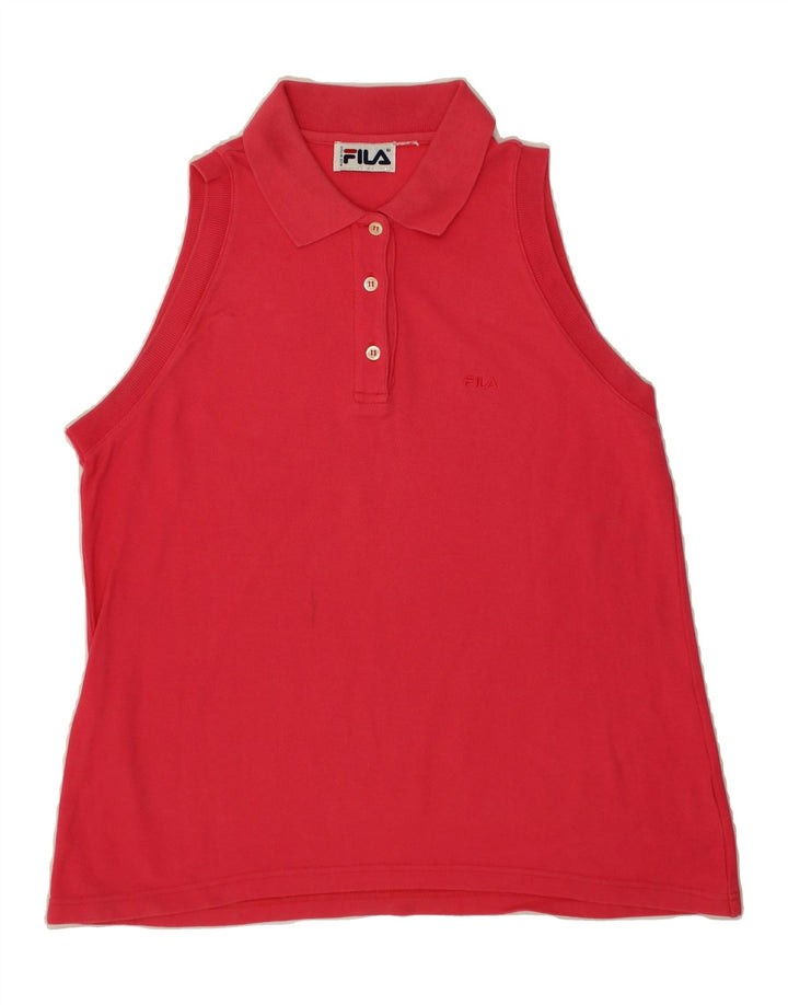 FILA Womens Sleeveless Polo Shirt UK 14 Medium Red Vintage Fila and Second-Hand Fila from Messina Hembry 