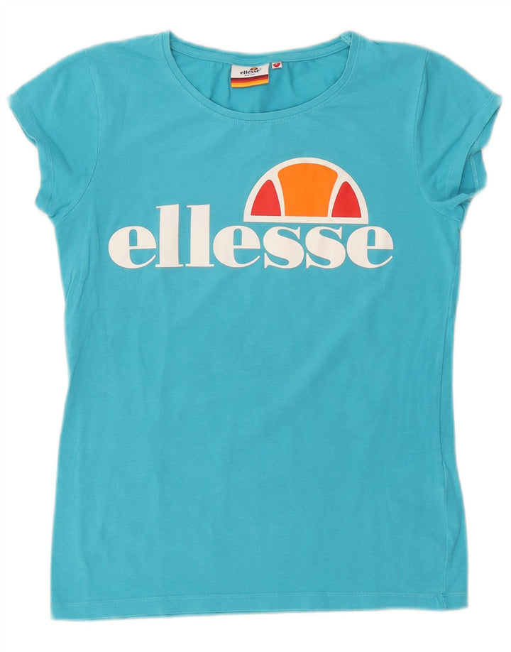 ELLESSE Womens Heritage Graphic T-Shirt Top UK 10 Small Blue Cotton